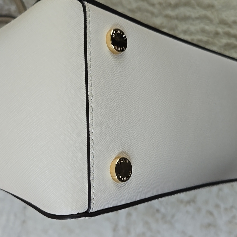 Michael Kors White Tote with Bear Charm Added EUC LIKE NEW - Picture 5 of 13